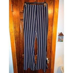 La Gypsy Striped Flare Leggings Women's Medium Navy Blue White Casual Pants